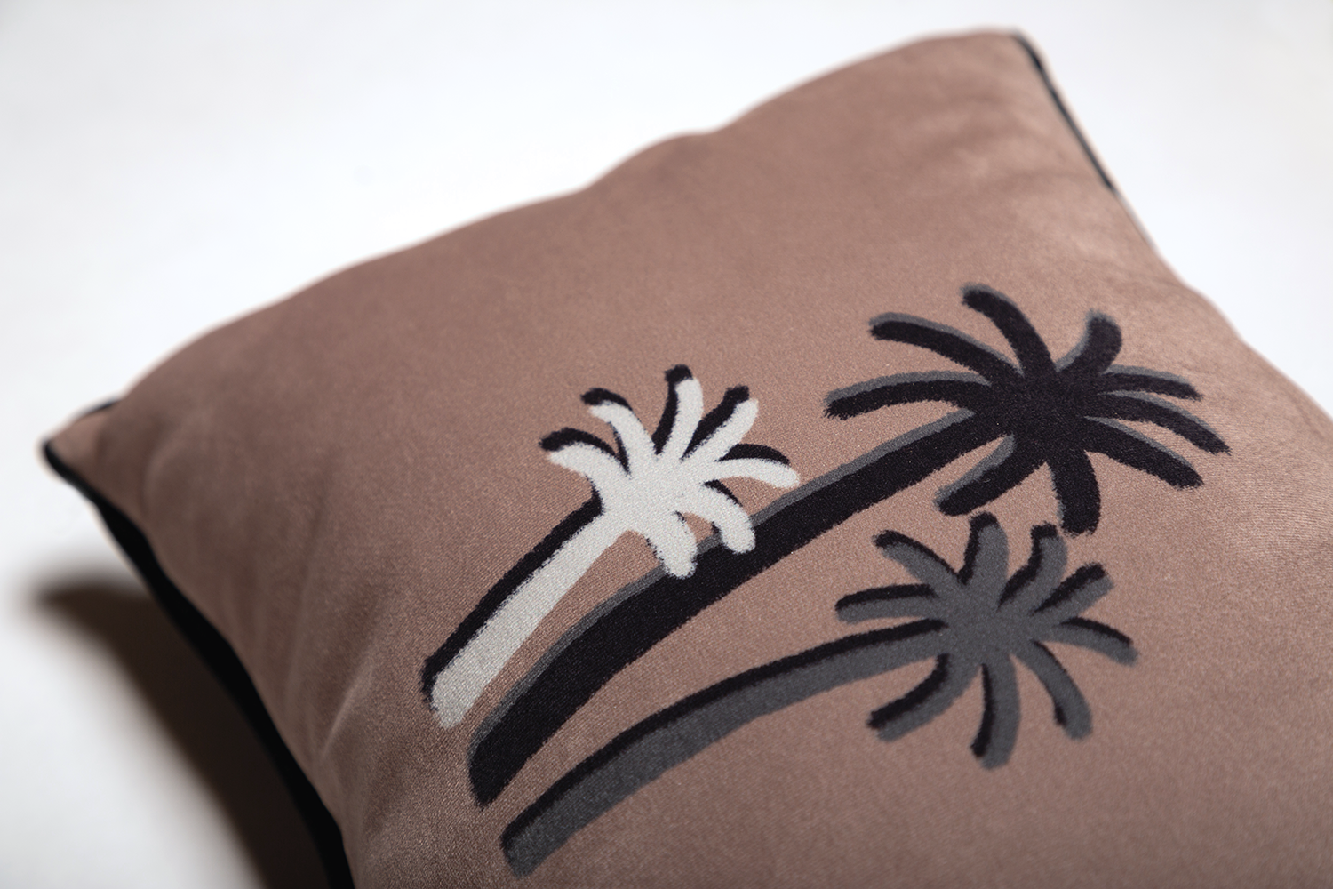 PALM TREE CUSHION - CHALK - PINK OCHRE Velvet - Rectangular