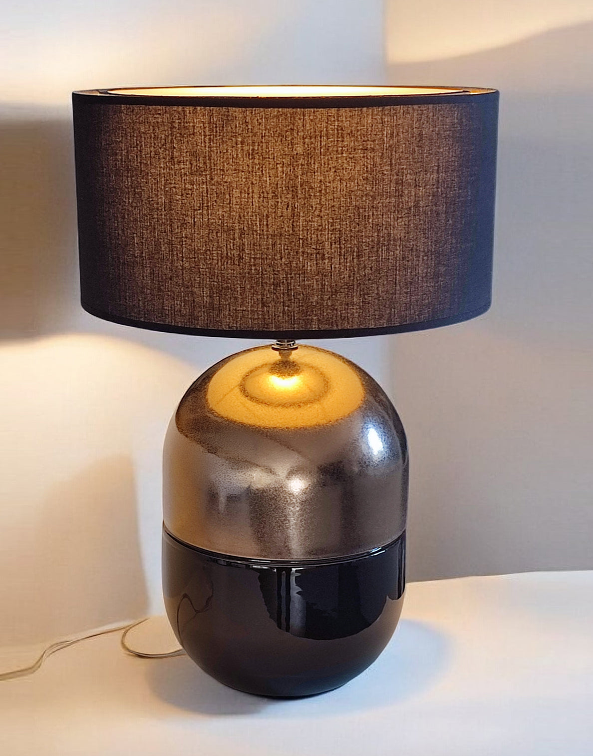 JUNE KHAKI LAMP - Ceramic - Juno Black Lampshade