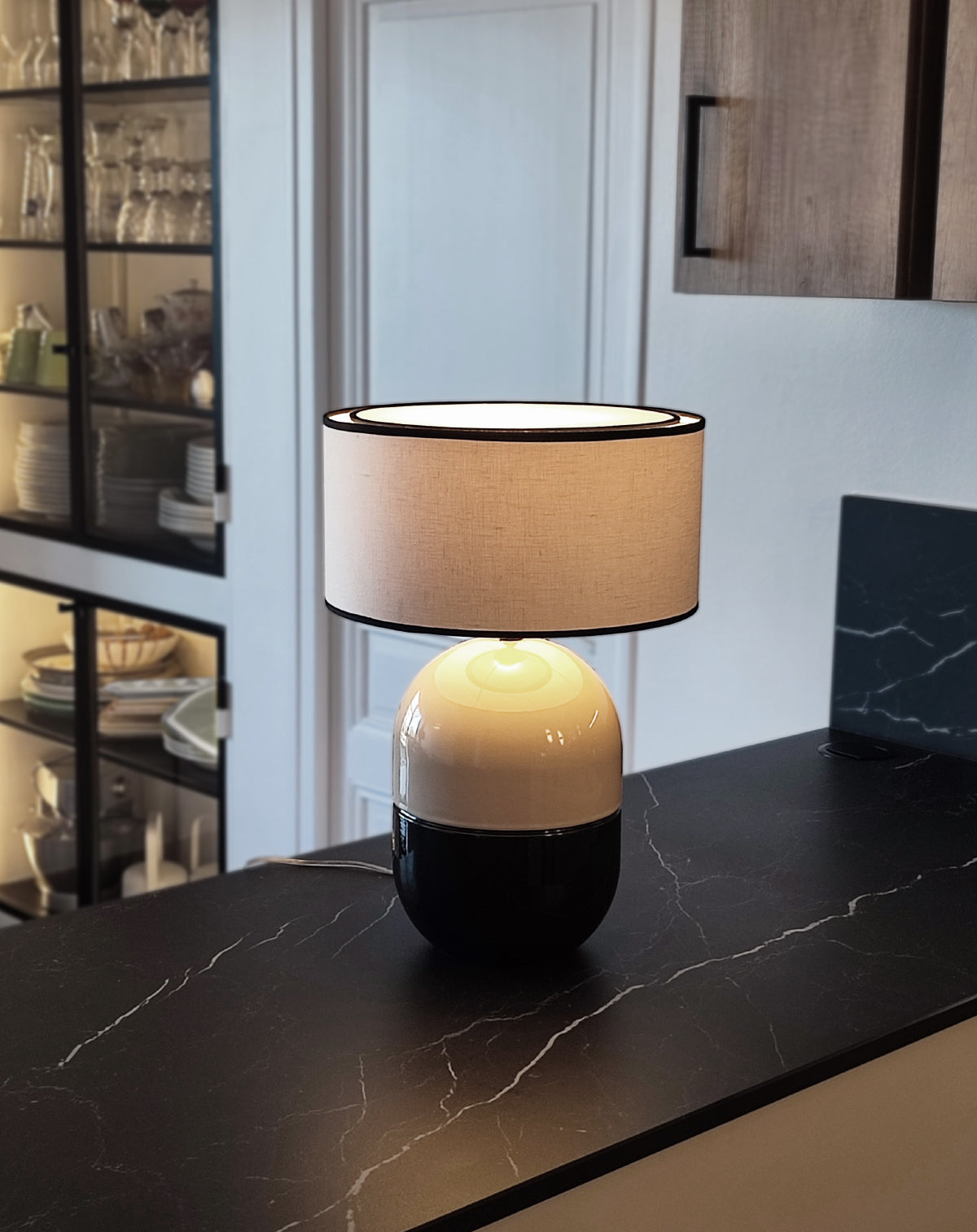 LAMPE JUNE DUNE - Céramique émaillée - Abat-Jour Juno Ivoire