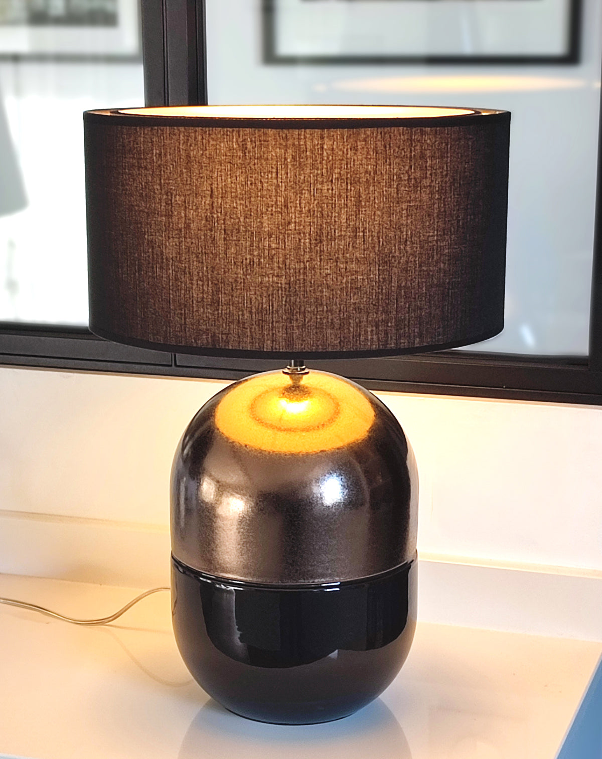 LAMPE JUNE CUIVRE - Céramique - Abat-Jour Juno Noir