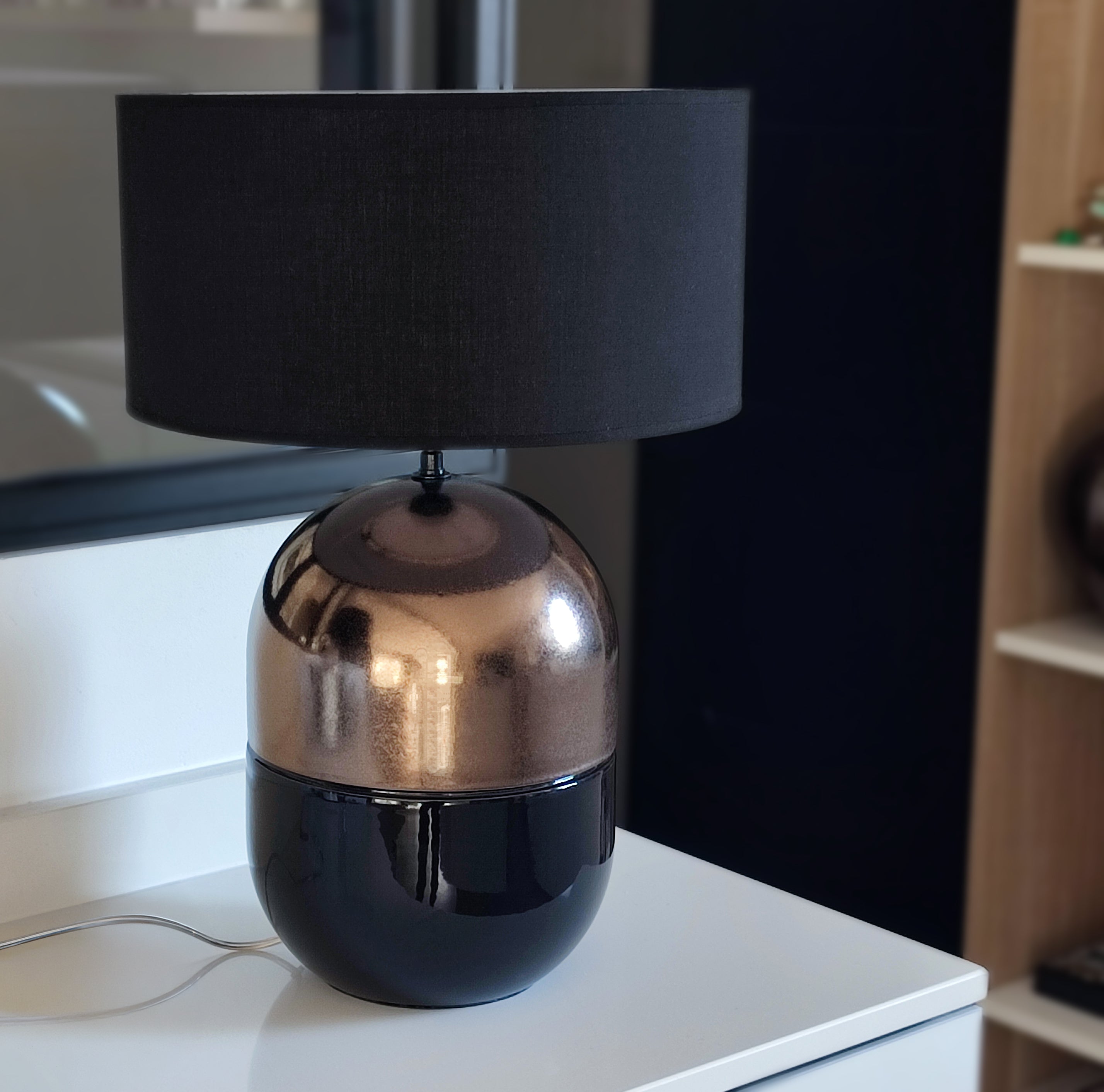 JUNE KHAKI LAMP - Ceramic - Juno Black Lampshade
