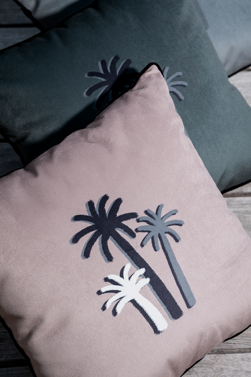 COUSSIN PALMIERS CRAIE - OCRE ROSE Velours - Carré