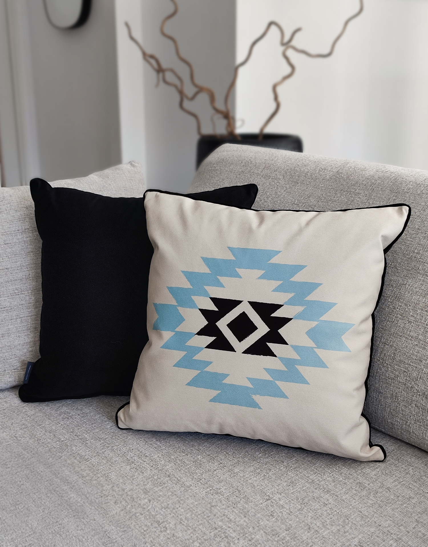 NEVADA CUSHION - FROSTED BLUE - Square Velvet