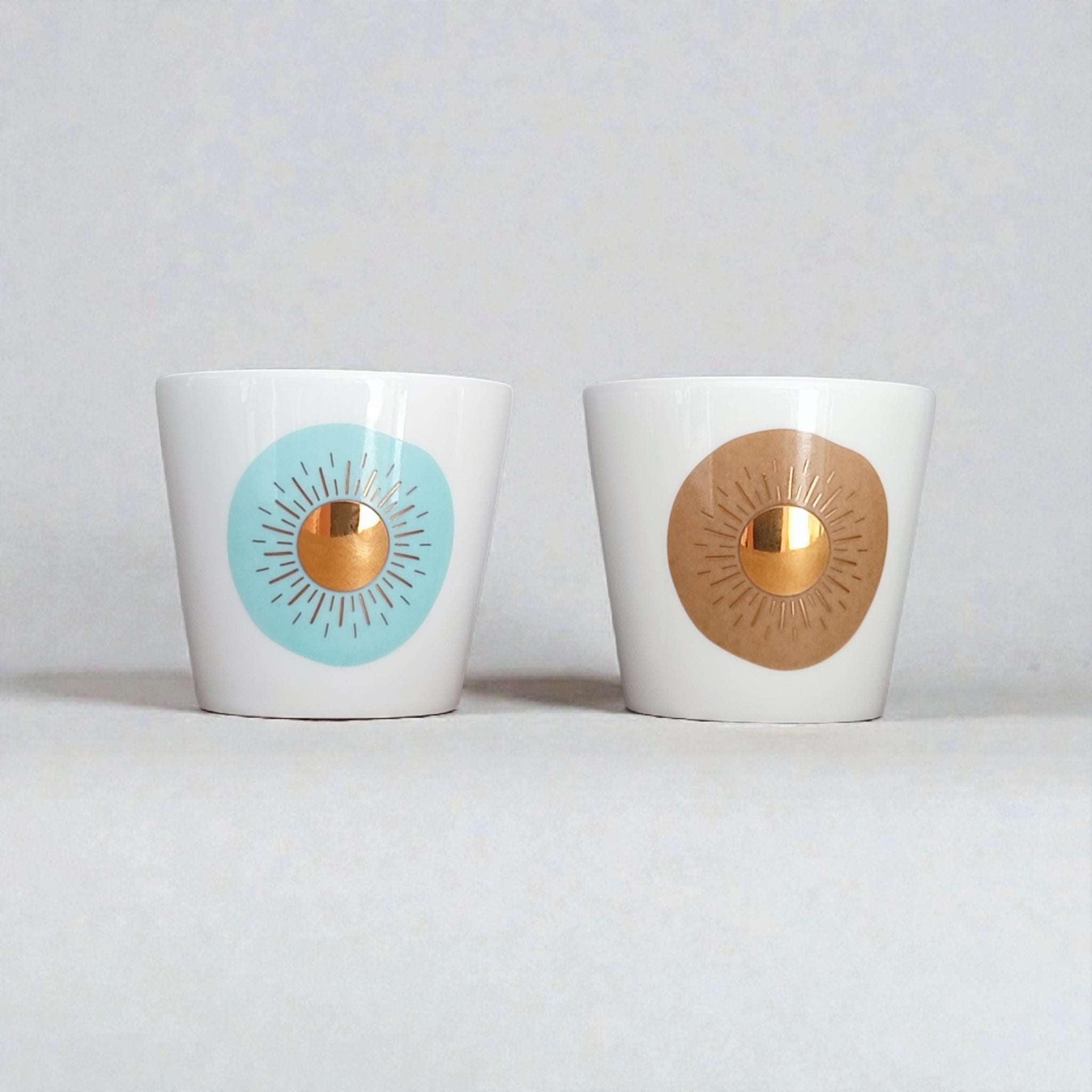 TASSES SOLIS DUO LAGON/SAHARA - Porcelaine de Limoges et Or jaune - 20cl