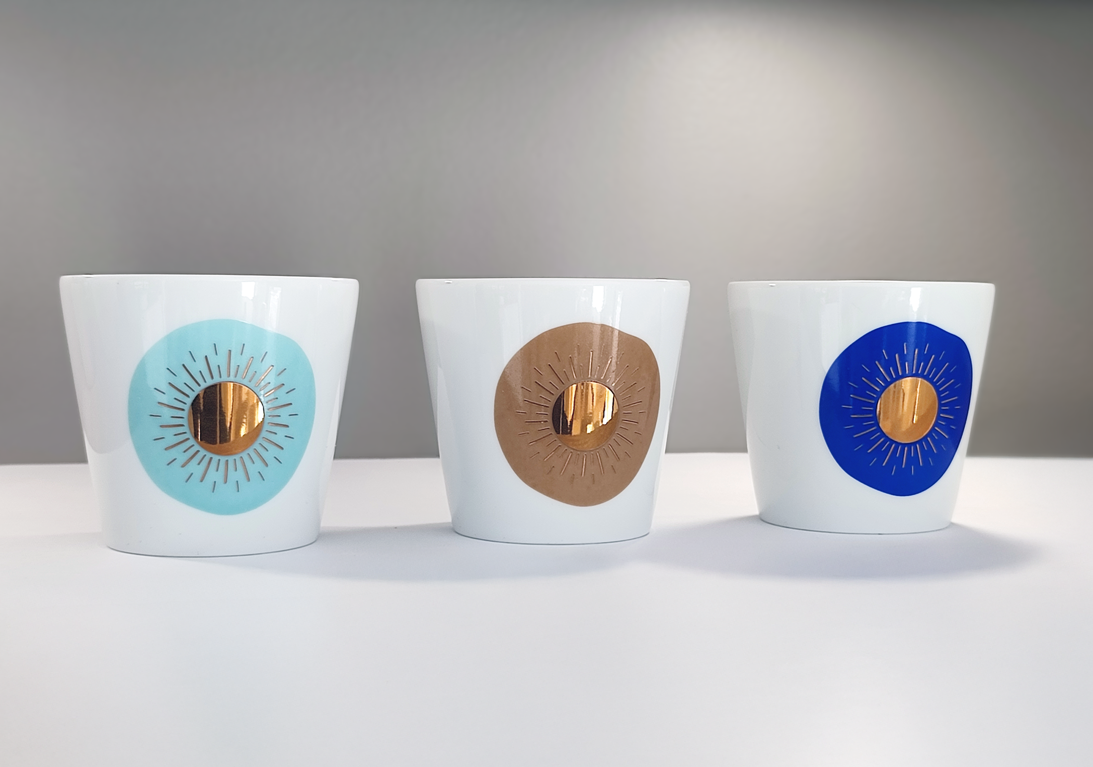 TASSES SOLIS TRIO - Porcelaine de Limoges et Or jaune - 20cl