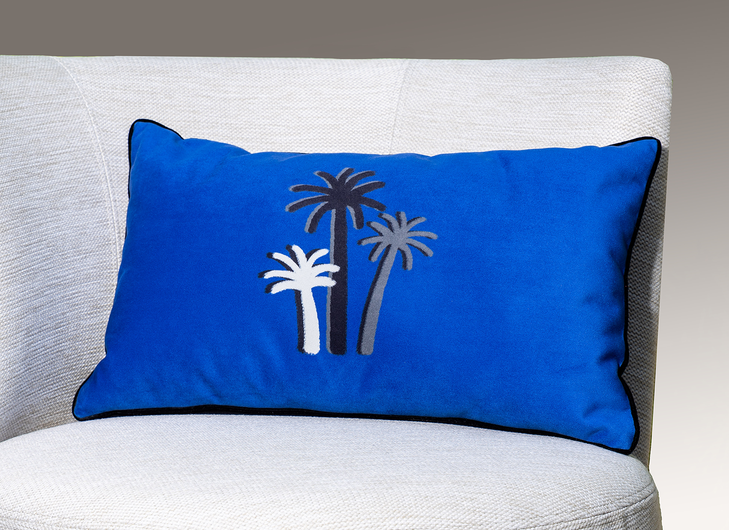 COUSSIN PALMIERS CRAIE - BLEU LAZULI  Velours - Rectangulaire