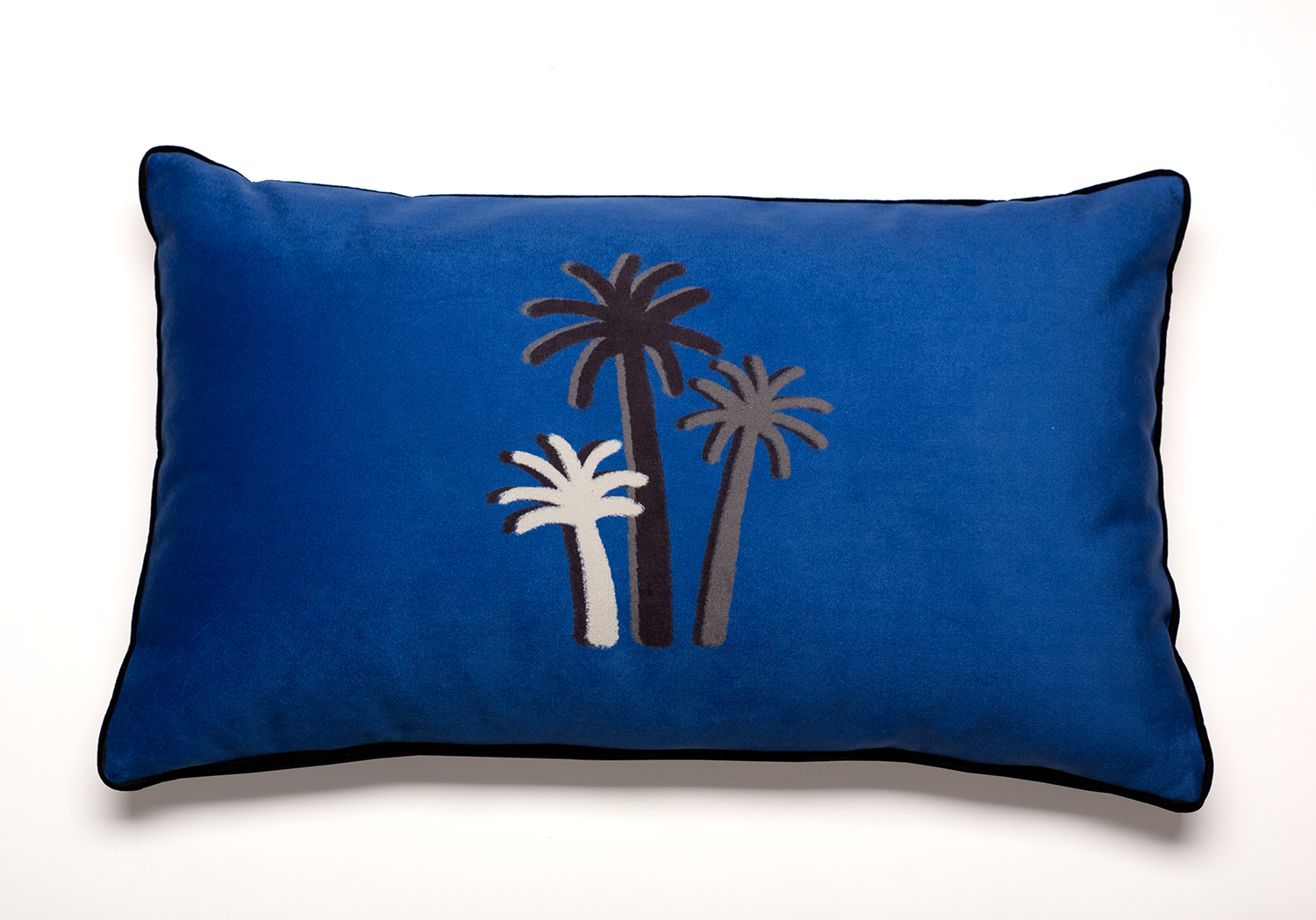 COUSSIN PALMIERS CRAIE - BLEU LAZULI  Velours - Rectangulaire