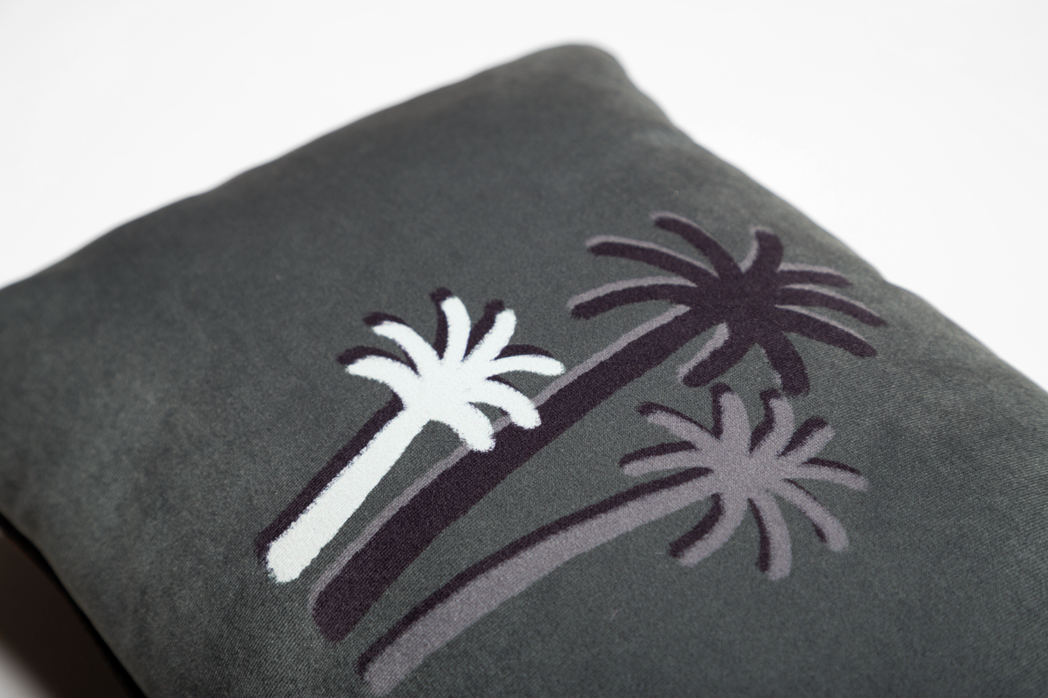 PALM TREE CUSHION - CHALK - KHAKI Velvet - Rectangular
