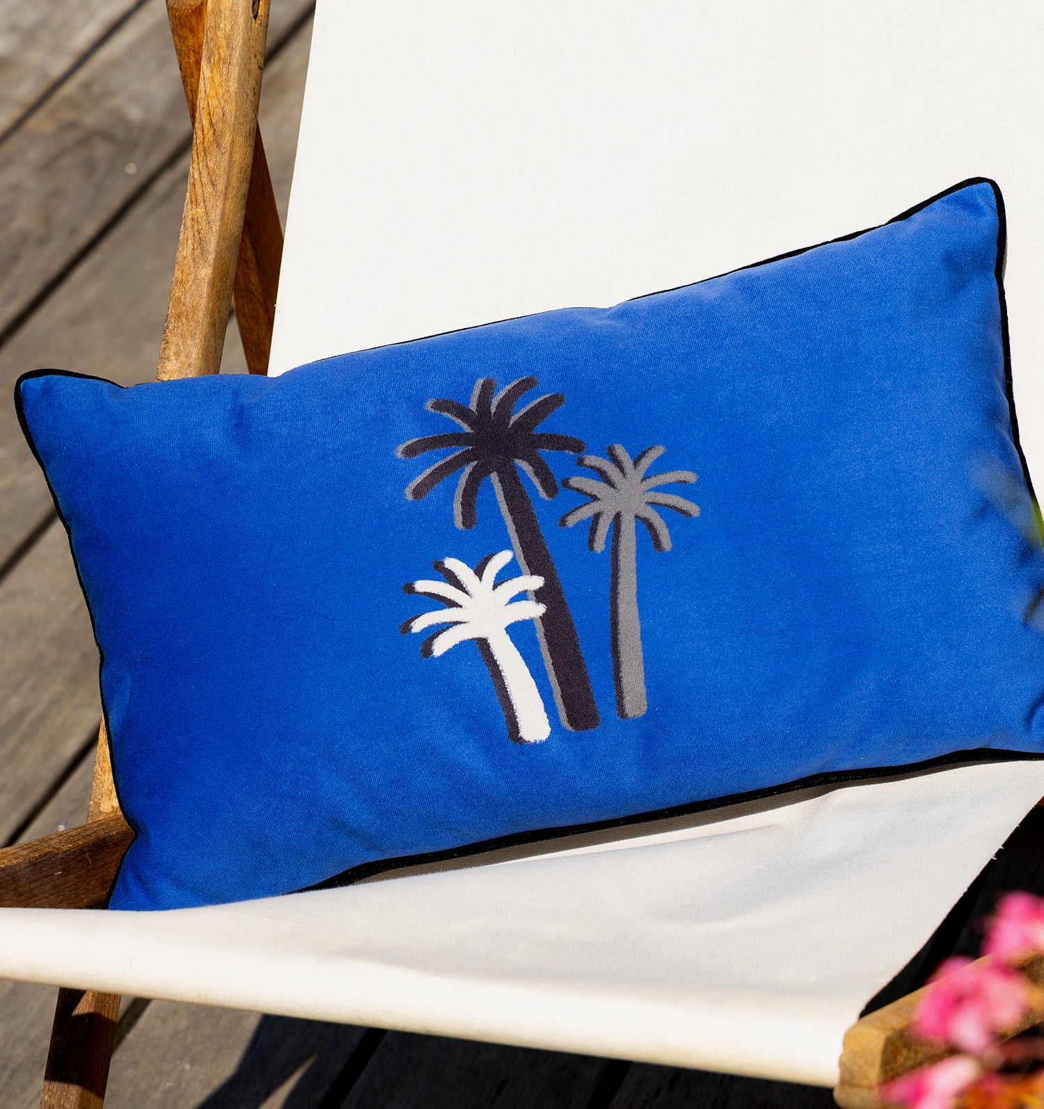 CHALK PALM CUSHION - LAZULI BLUE Velvet - Rectangular