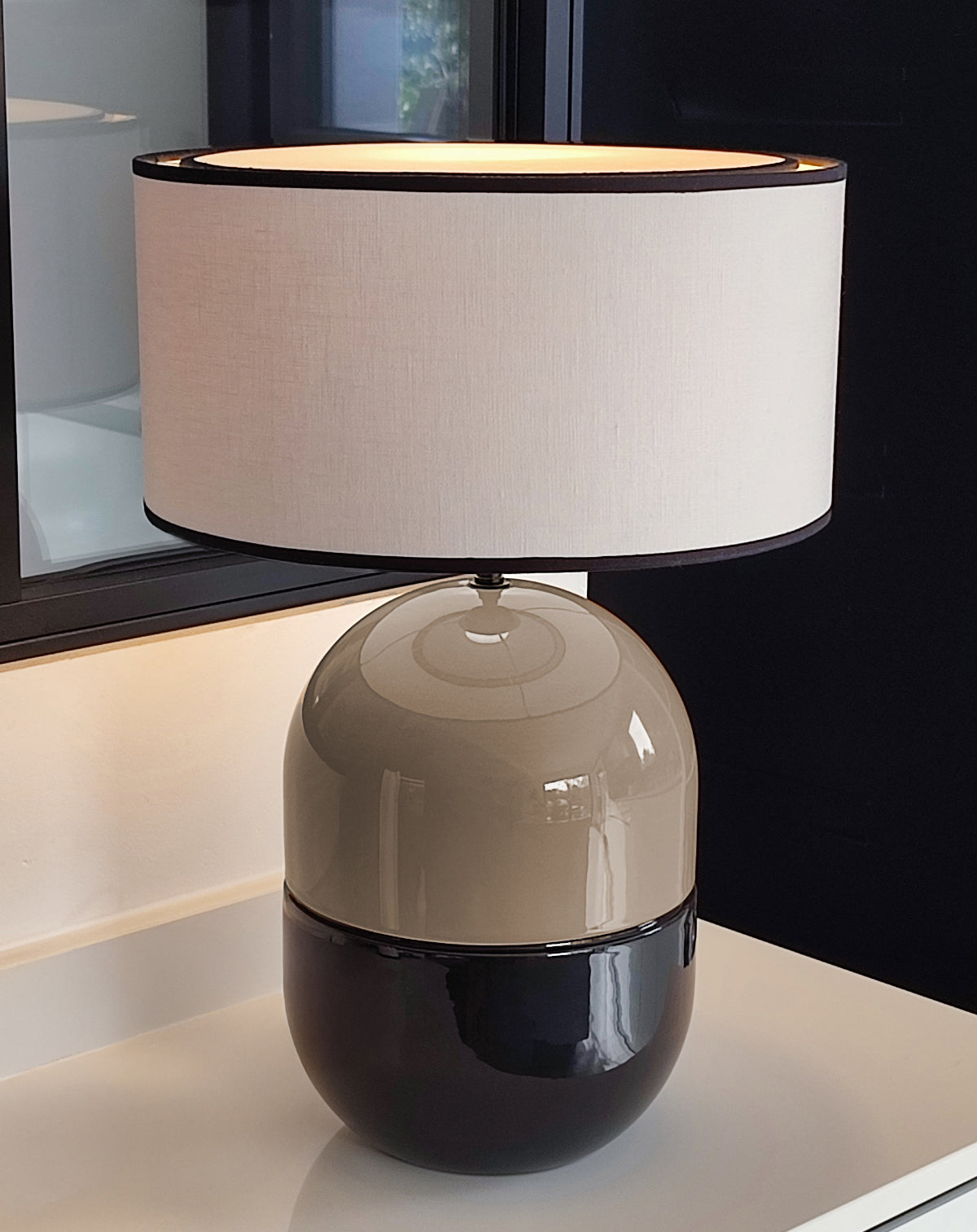 LAMPE JUNE CORDE - Céramique émaillée - Abat-Jour Juno Ivoire