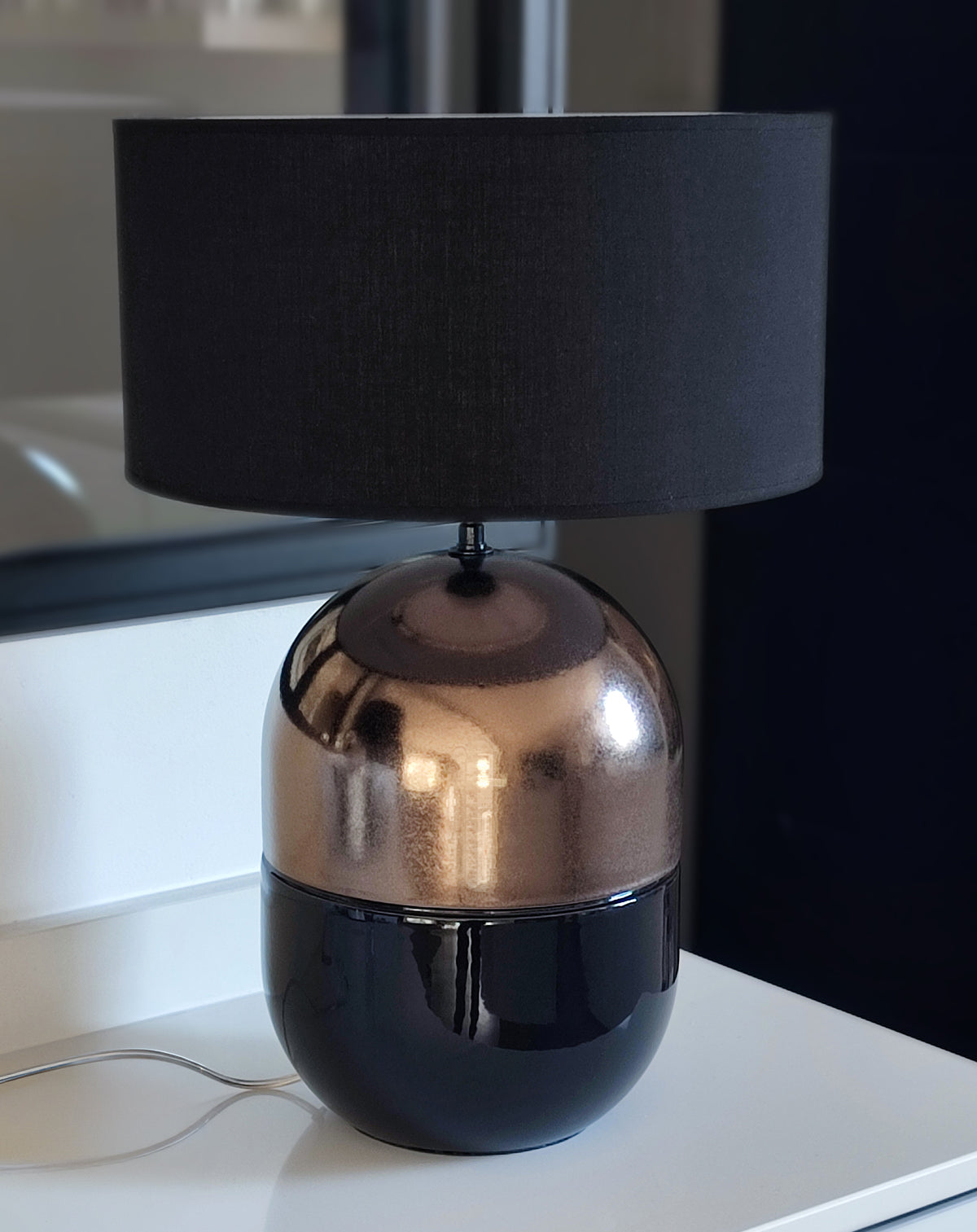JUNE KHAKI LAMP - Ceramic - Juno Black Lampshade
