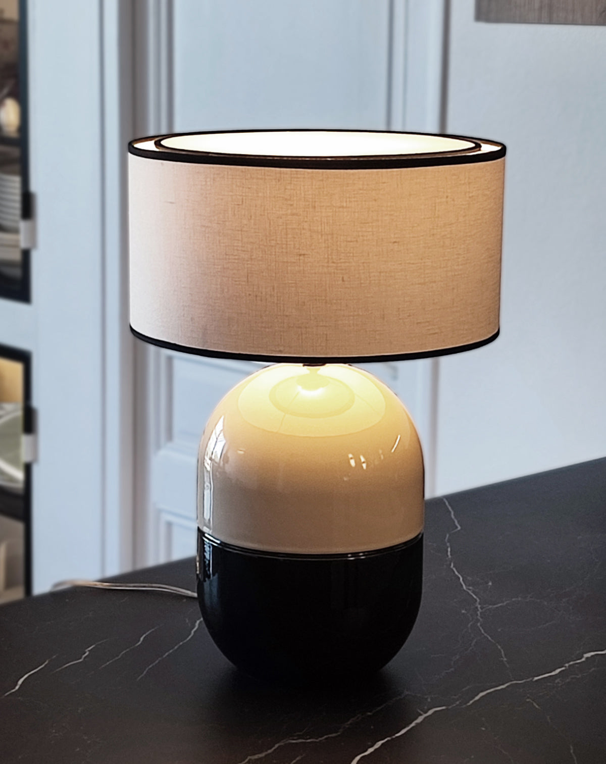 LAMPE JUNE DUNE - Céramique émaillée - Abat-Jour Juno Ivoire