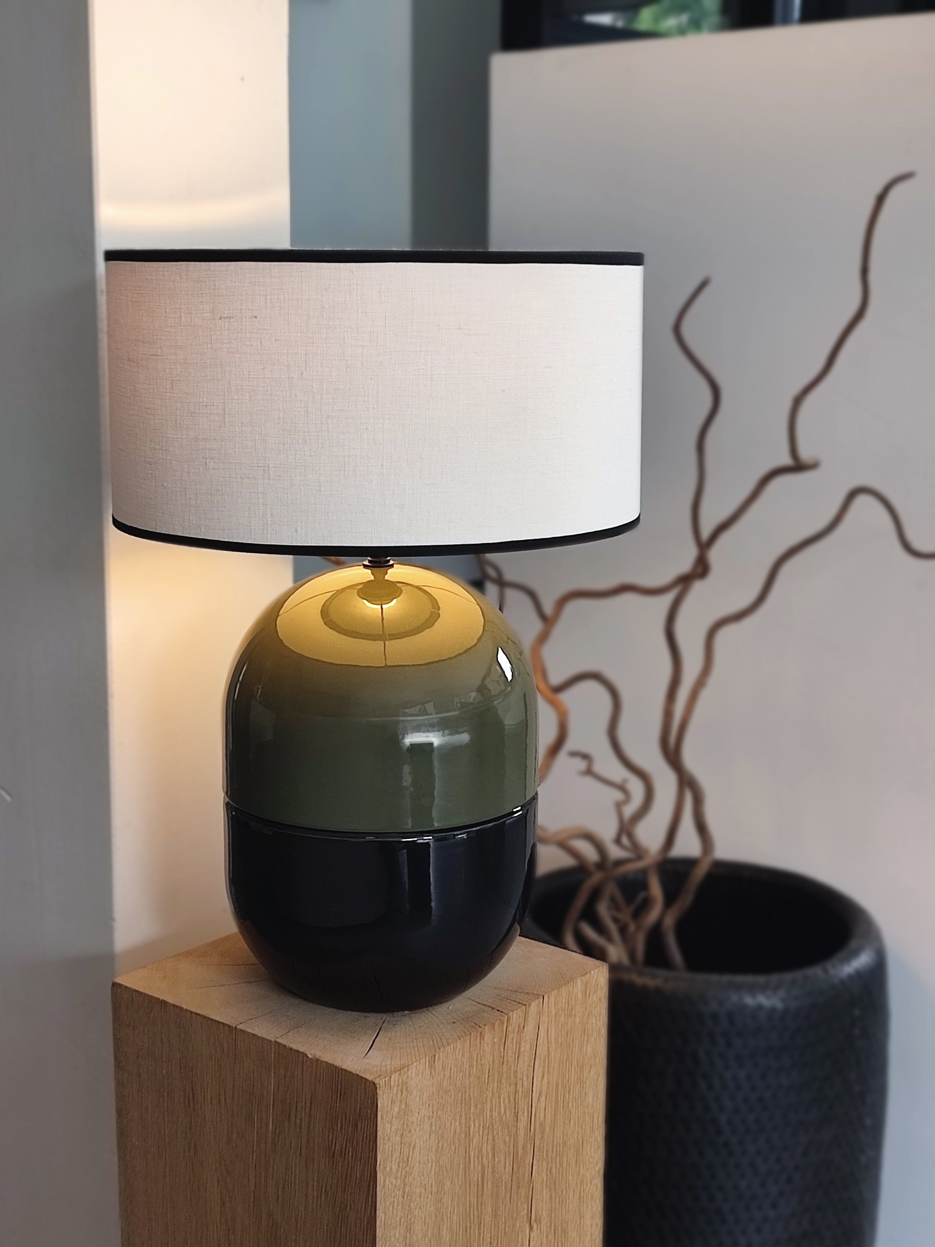 JUNE KHAKI LAMP - Ceramic - Juno Ivory Lampshade