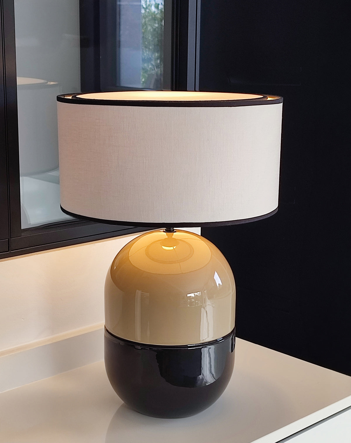 LAMPE JUNE SABLE - Céramique émaillée - Abat-Jour Juno Ivoire