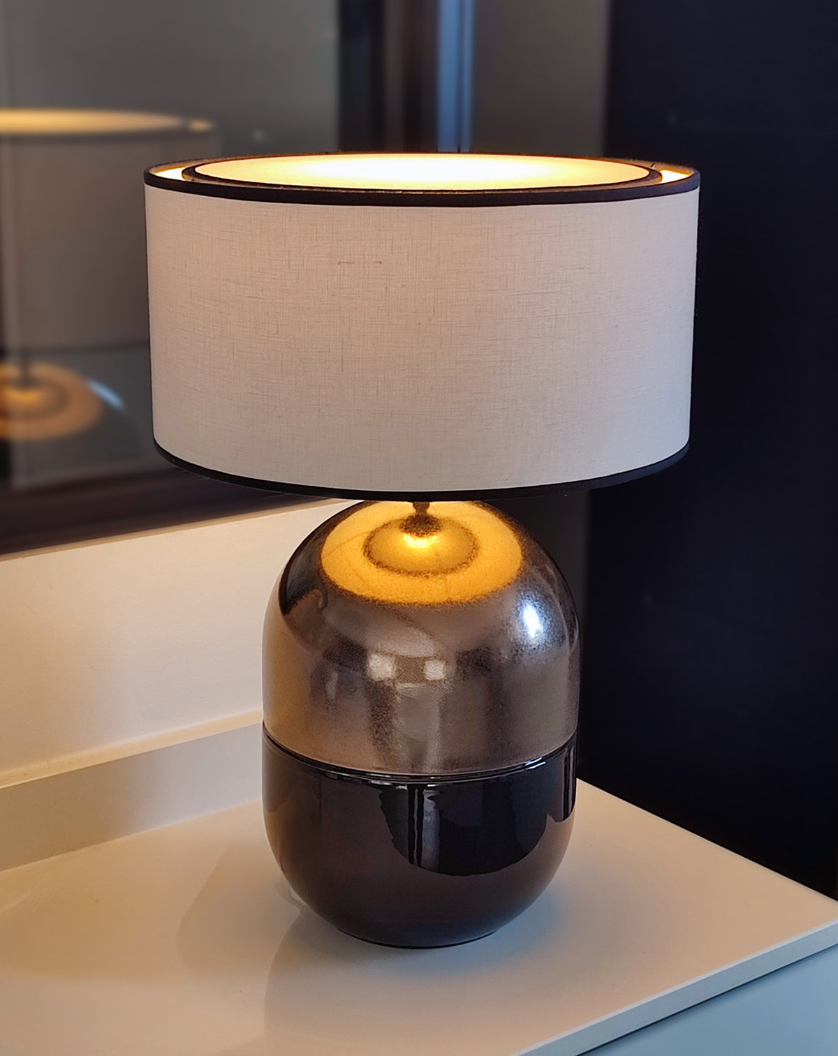 LAMPE JUNE CUIVRE - Céramique - Abat-Jour Juno Ivoire