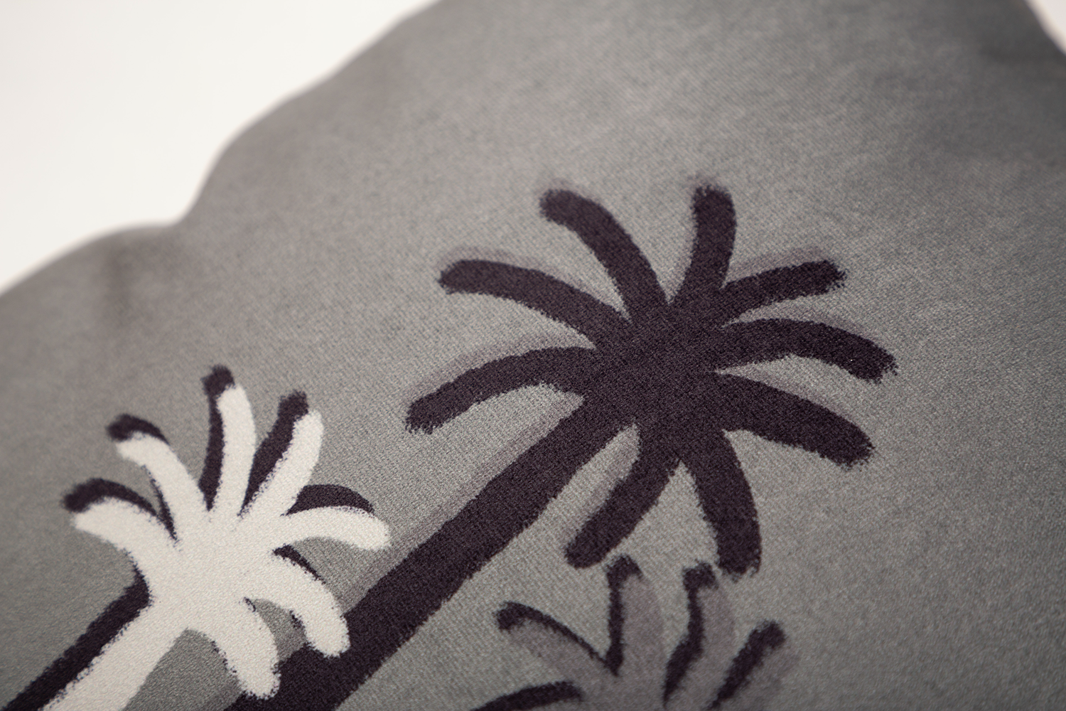 CHALK PALM CUSHION - GREEN-GRAY Velvet - Square