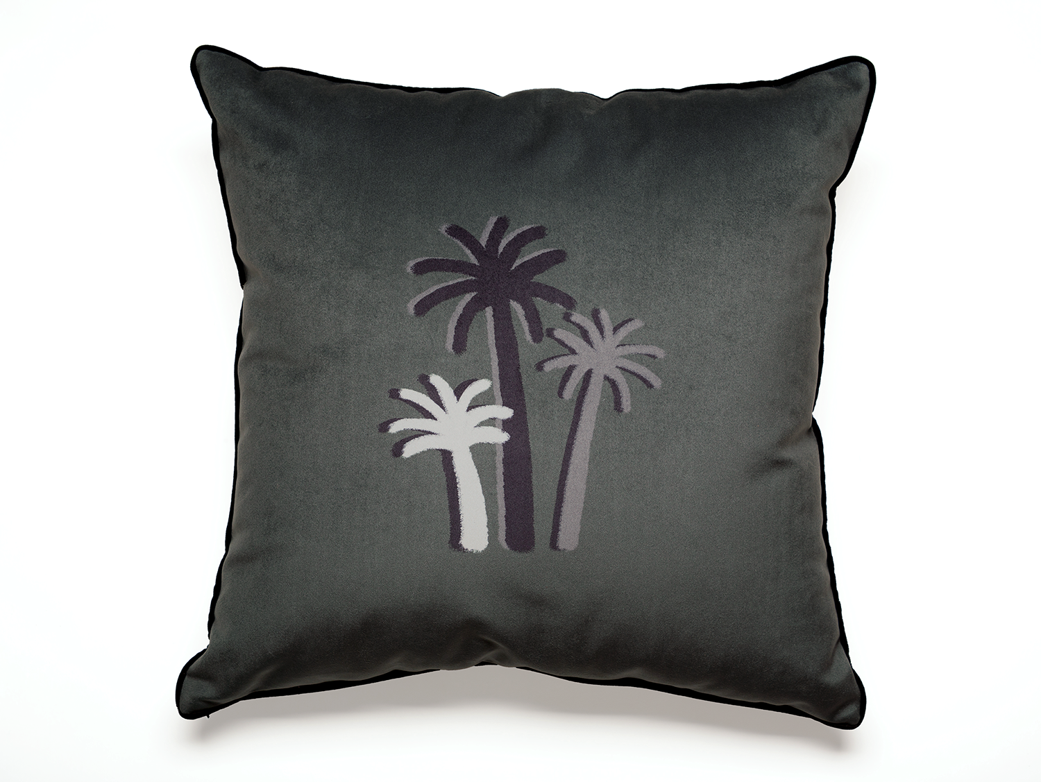 PALM TREE CUSHION - CHALK - KHAKI Velvet - Rectangular