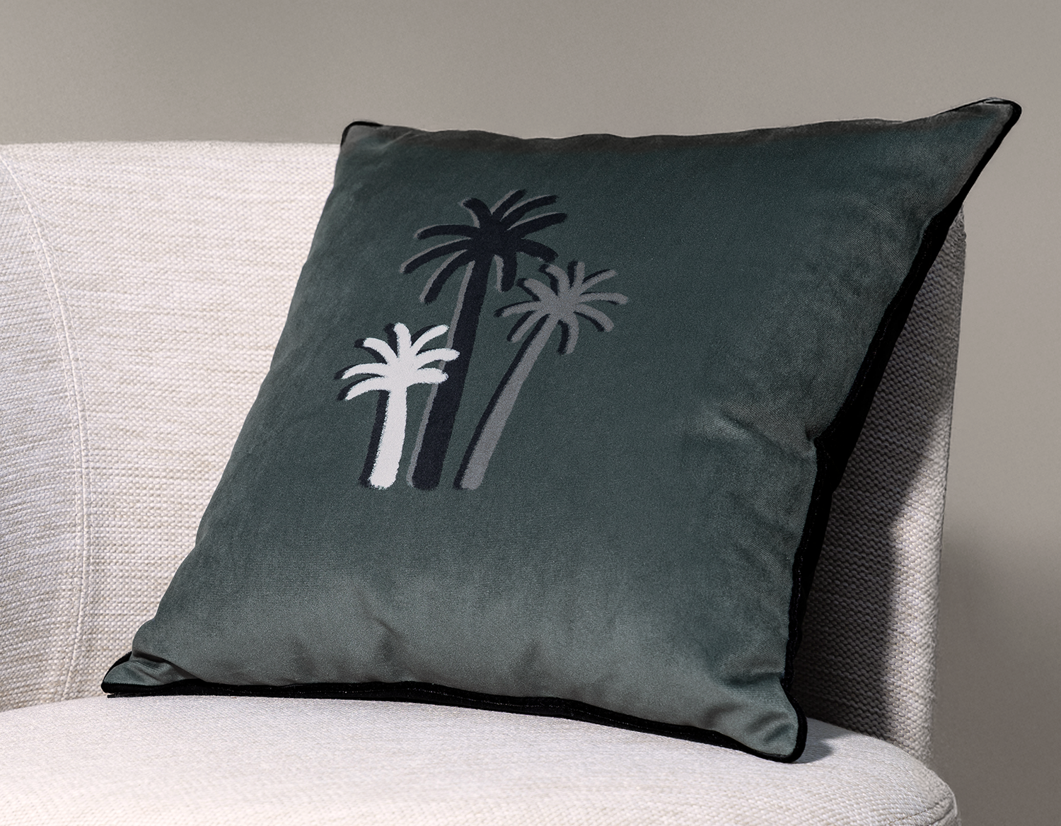 COUSSIN PALMIERS CRAIE - KAKI  Velours - Carré