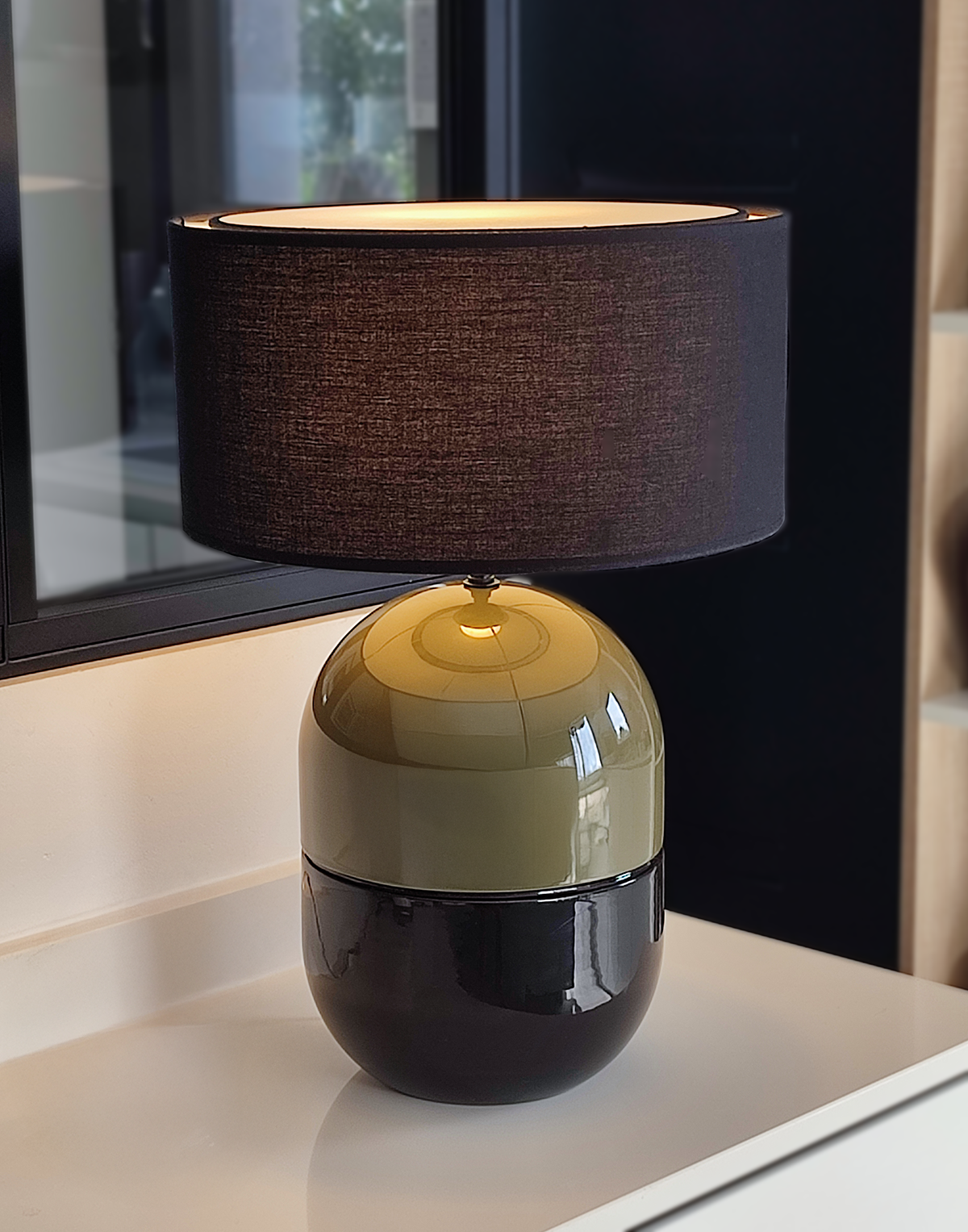 LAMPE JUNE KAKI - Céramique - Abat-Jour Juno Noir